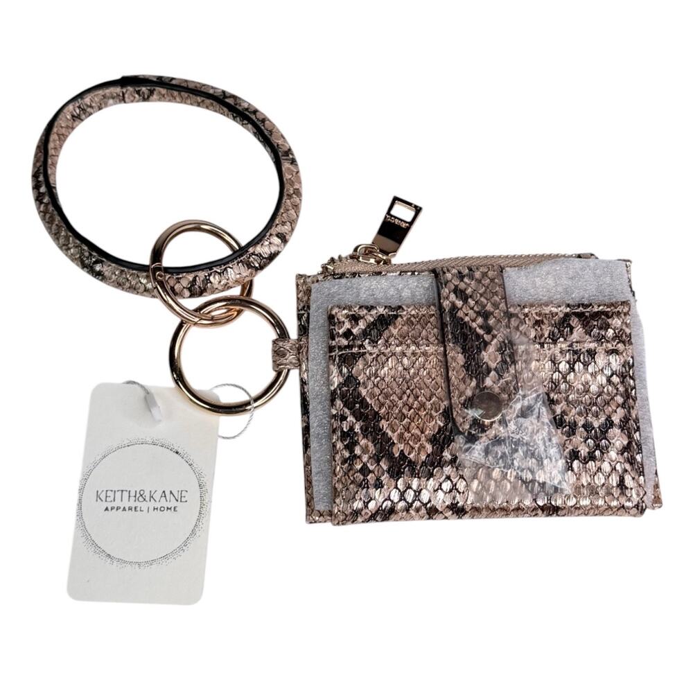 Sammi Mini Wallet Snake Embossed Vegan Leather Bangle Wristlet Keith & Kane New